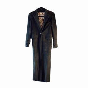 Black equestrian duster western long coat suede leather small